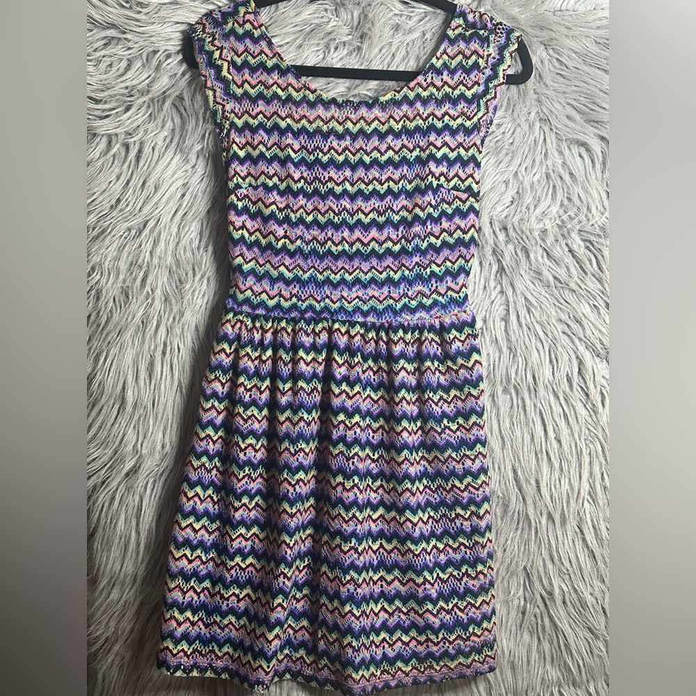 BeBop Blue and Pink Smocked Sundress Sleeveless Mini